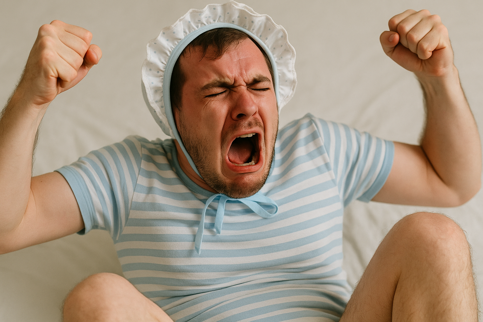 Adult baby throwing atemper tantrum. Resembling how a stalker reacts to something they don't like.